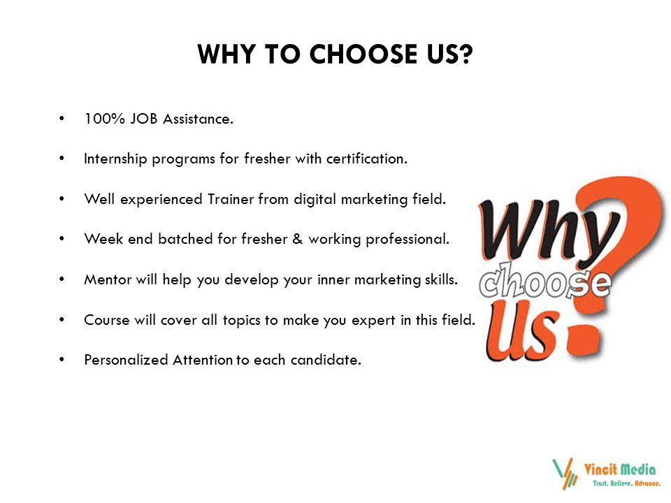 100% JOB Assistance. Internship programs for fresher with certification.