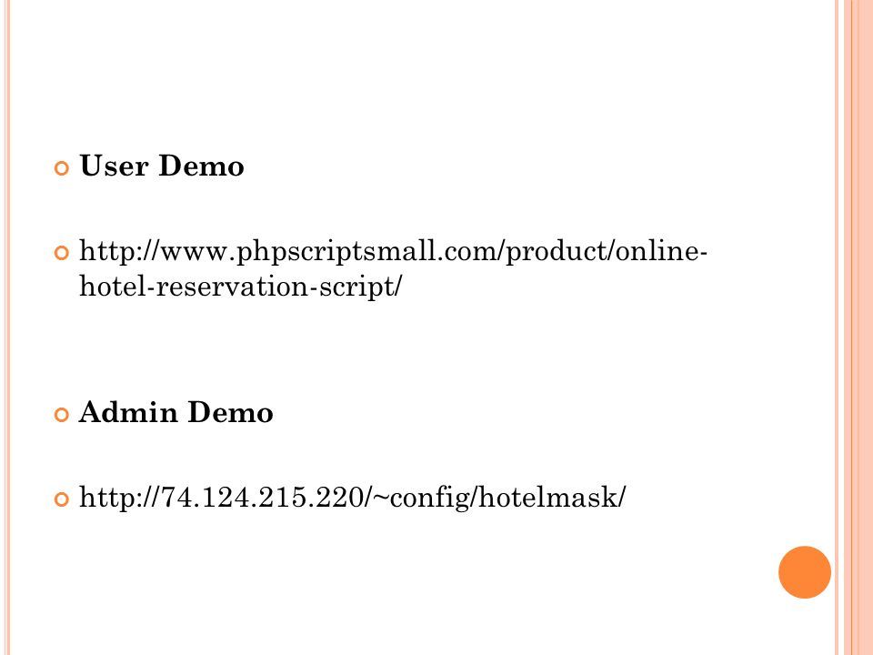User Demo   hotel-reservation-script/ Admin Demo