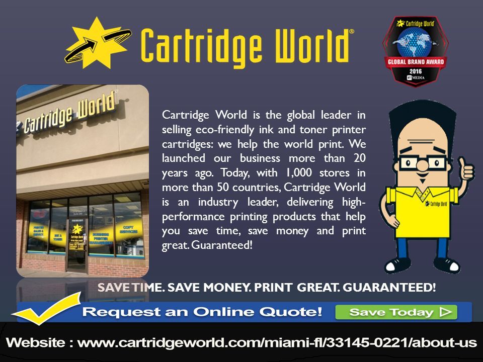 Cartridge World is the global leader in selling eco-friendly ink and toner printer cartridges: we help the world print.