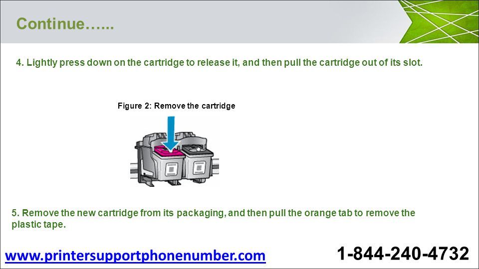 4. Lightly press down on the cartridge to release it, and then pull the cartridge out of its slot.