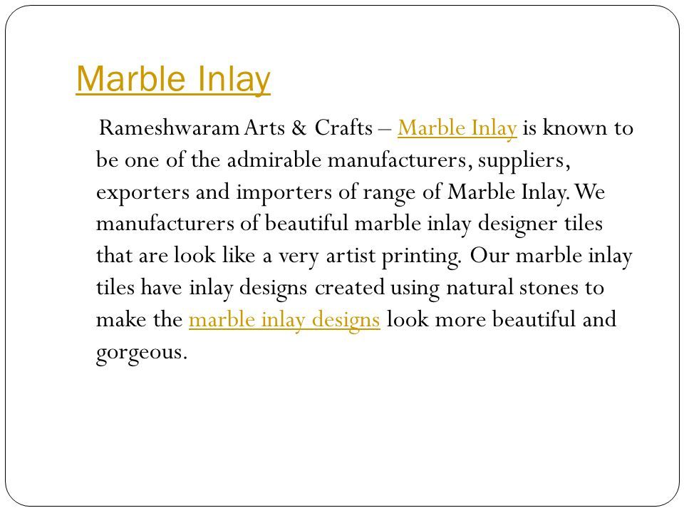 Rameshwaram Arts & Crafts – Marble Inlay is known to be one of the admirable manufacturers, suppliers, exporters and importers of range of Marble Inlay.