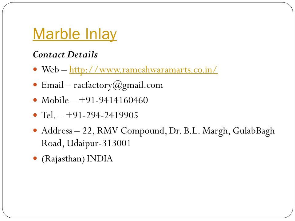 Contact Details Web –    – Mobile – Tel.