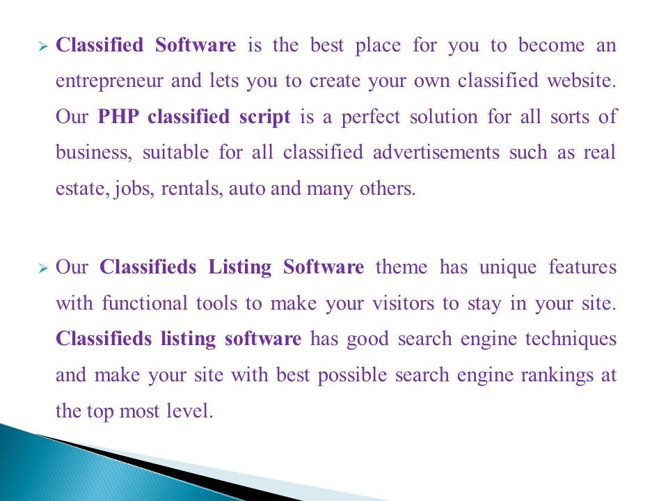  Classified Software is the best place for you to become an entrepreneur and lets you to create your own classified website.