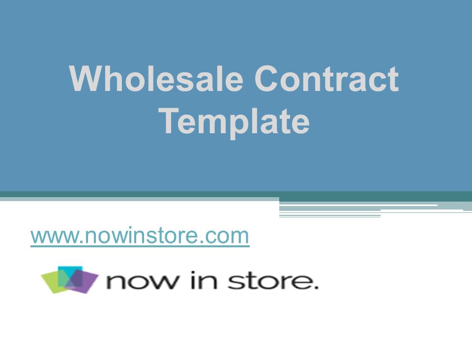 Wholesale Contract Template