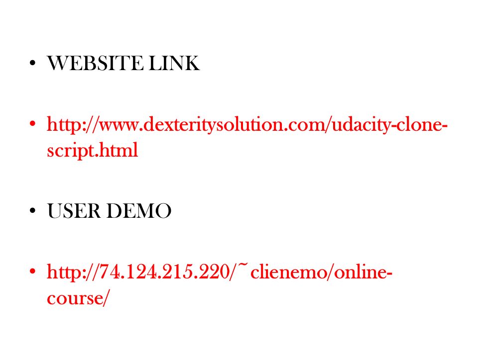 WEBSITE LINK   script.html USER DEMO   course/