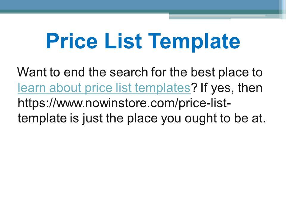 Price List Template Want to end the search for the best place to learn about price list templates.
