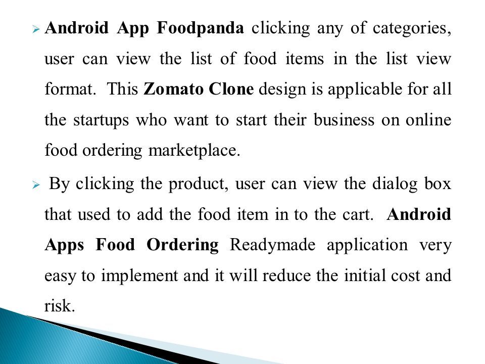  Android App Foodpanda clicking any of categories, user can view the list of food items in the list view format.