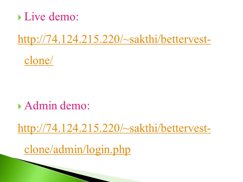  Live demo:   clone/  Admin demo:   clone/admin/login.php