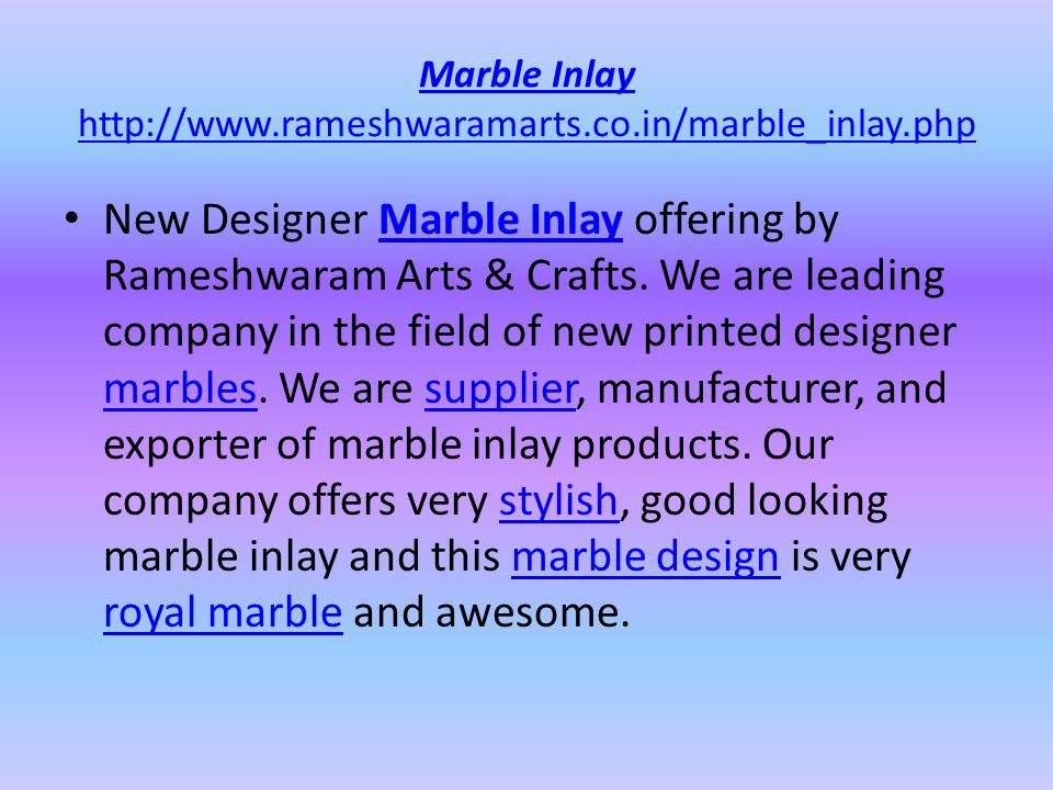 Marble Inlay   New Designer Marble Inlay offering by Rameshwaram Arts & Crafts.