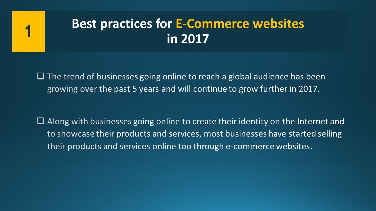Best practices for E-Commerce websites in