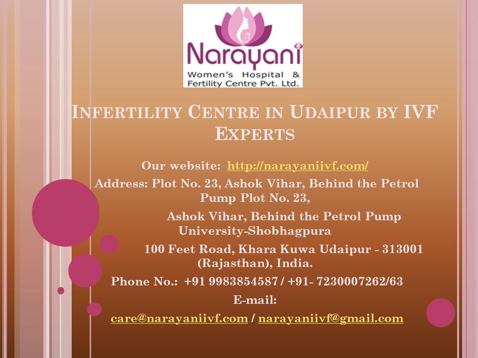I NFERTILITY C ENTRE IN U DAIPUR BY IVF E XPERTS Our website:   Address: Plot No.