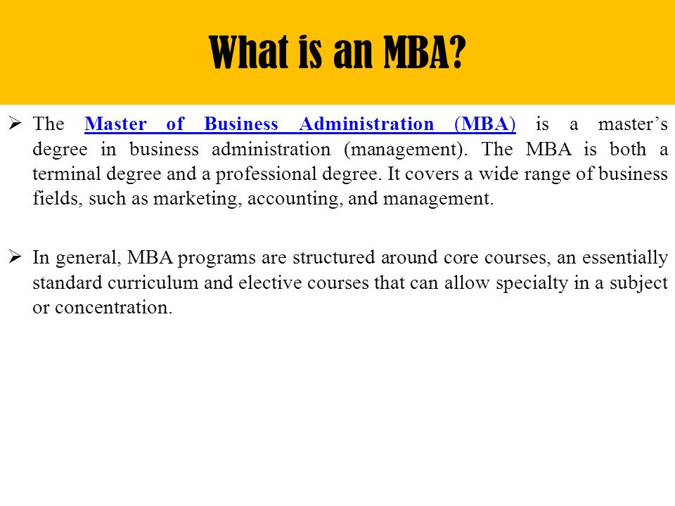 what is a mba