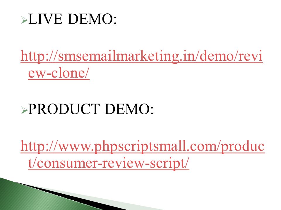  LIVE DEMO:   ew-clone/  PRODUCT DEMO:   t/consumer-review-script/