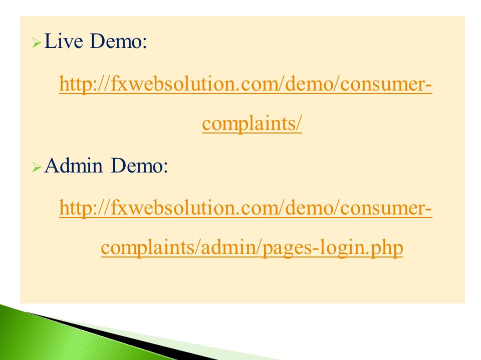  Live Demo:   complaints/  Admin Demo:   complaints/admin/pages-login.php