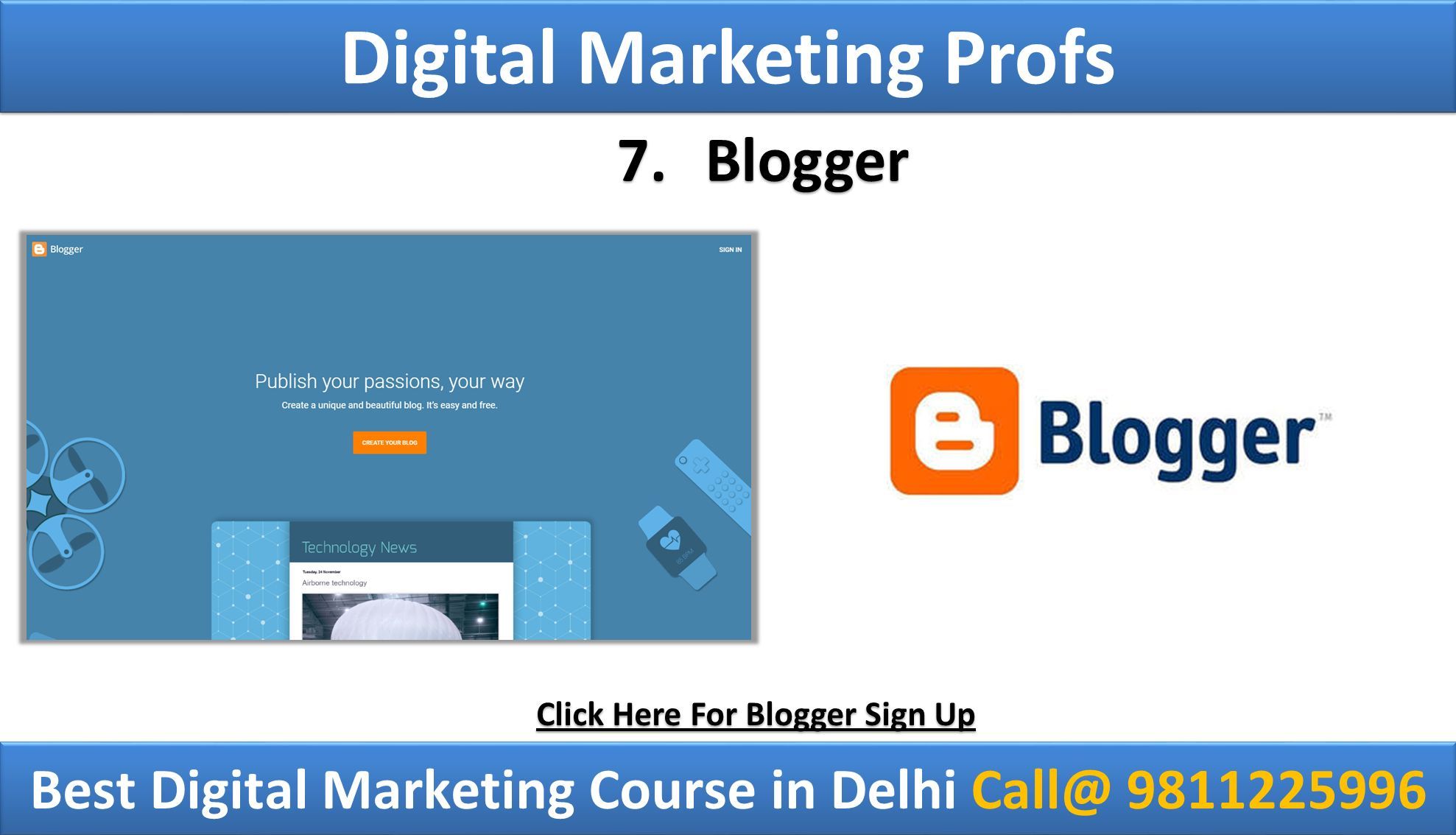 7.Blogger Click Here For Blogger Sign Up Best Digital Marketing Course in Delhi Digital Marketing Profs
