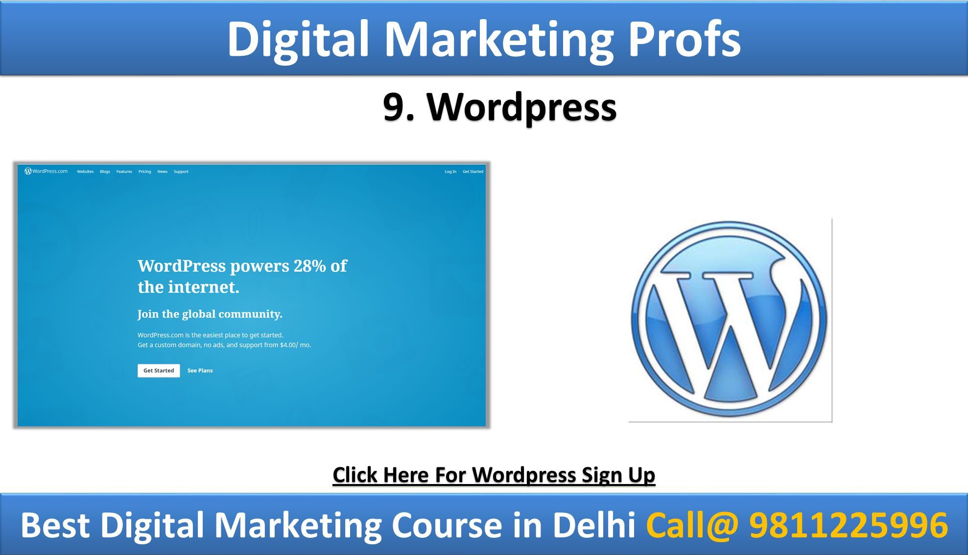 Click Here For Wordpress Sign Up Best Digital Marketing Course in Delhi Digital Marketing Profs 9.