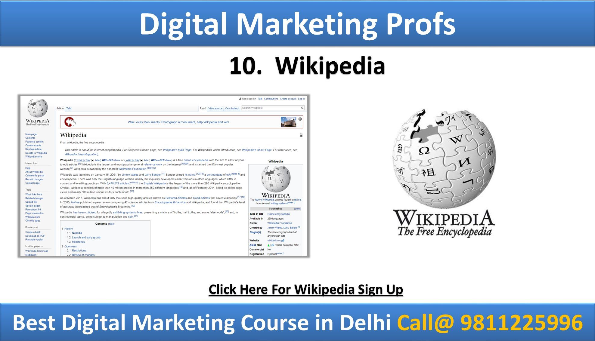 Click Here For Wikipedia Sign Up Best Digital Marketing Course in Delhi Digital Marketing Profs 10.