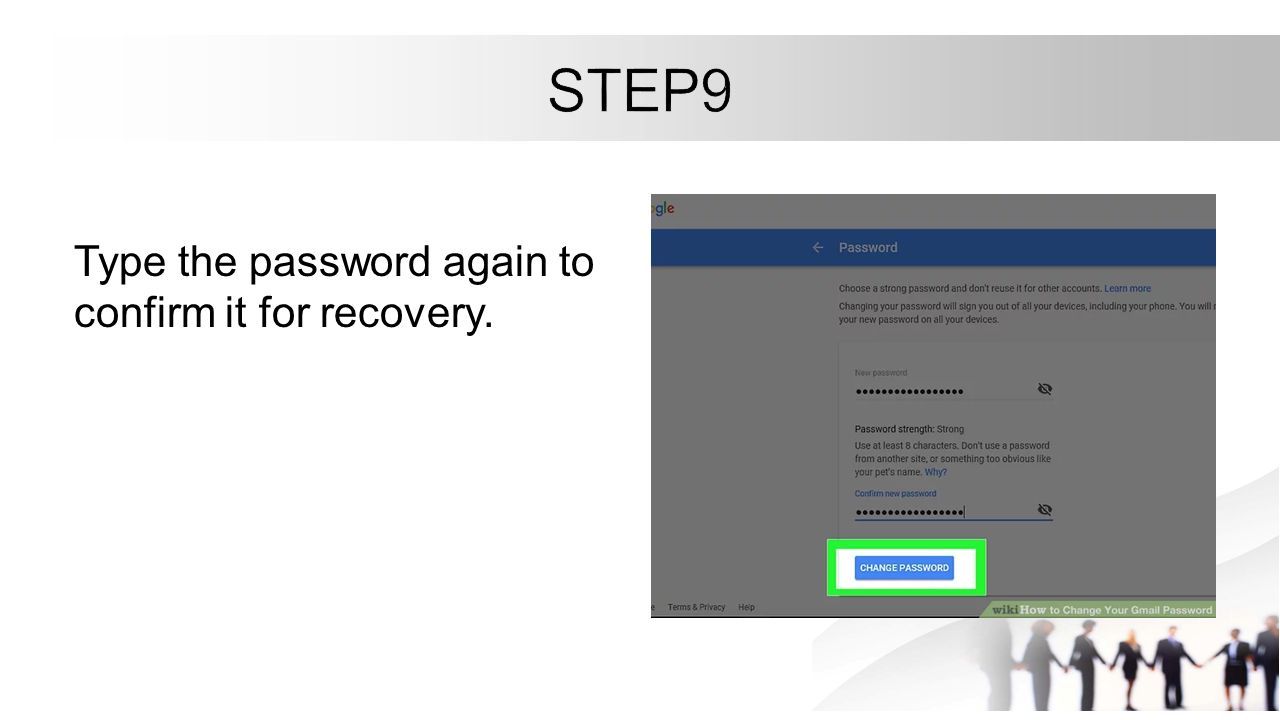 Type the password again to confirm it for recovery.