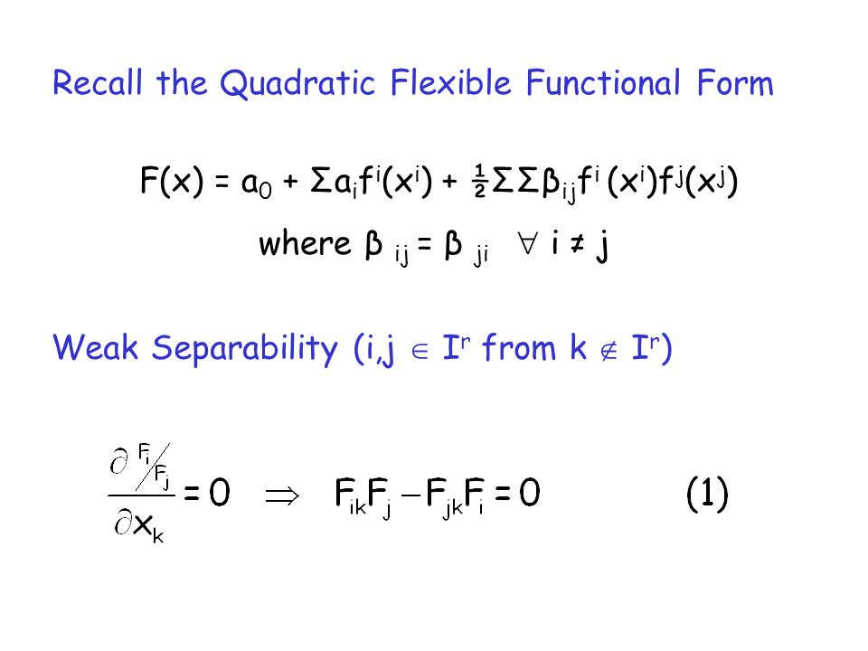iv c functional structure and related issues 1 elasticity of quadratic functional form