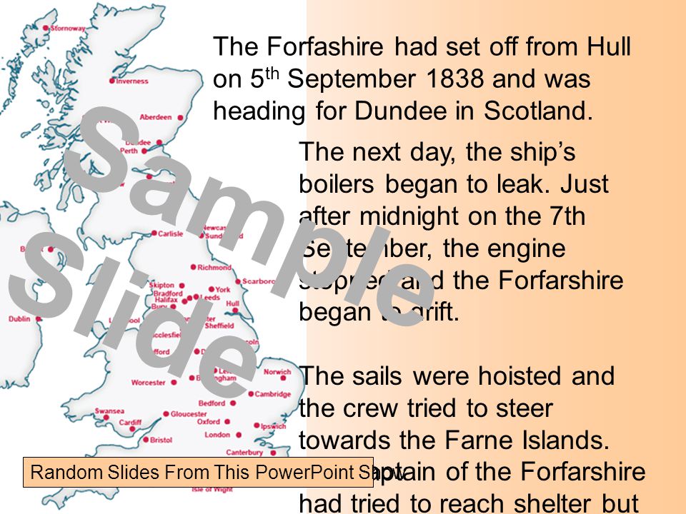 The Forfashire had set off from Hull on 5 th September 1838 and was heading for Dundee in Scotland.