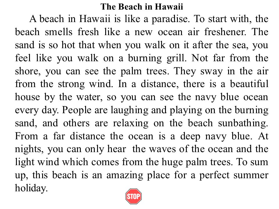 Descriptive essay on beach vacation