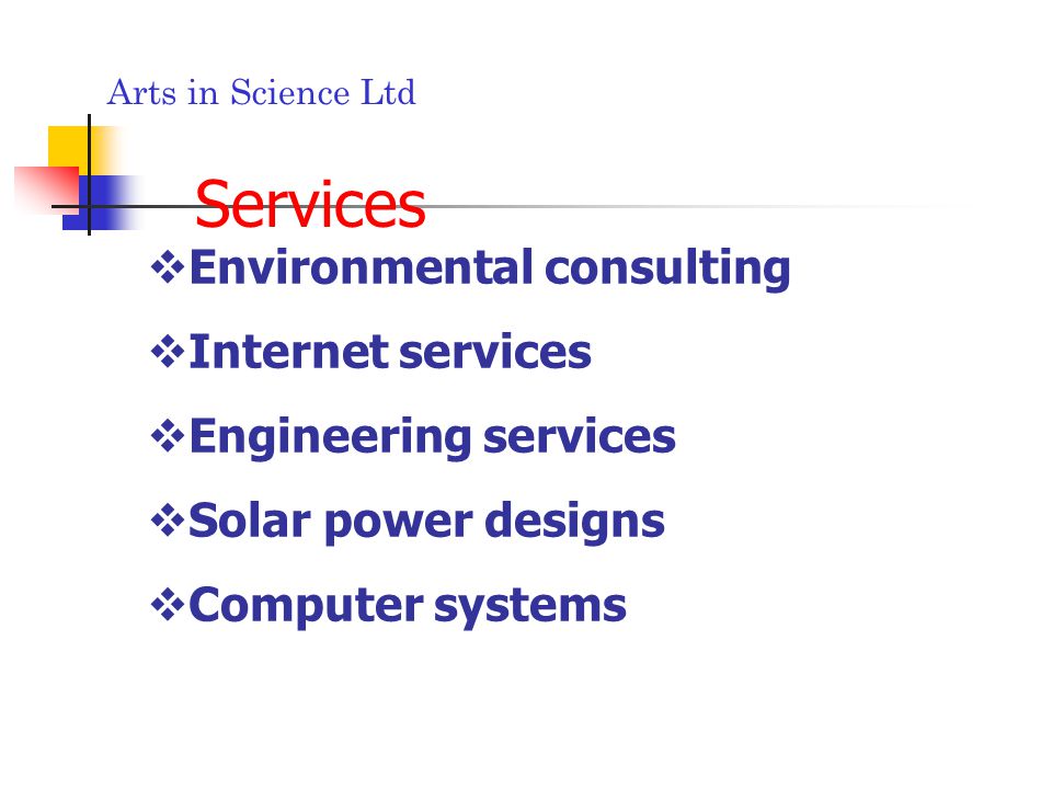  services Engineering services Solar power designs Computer systems