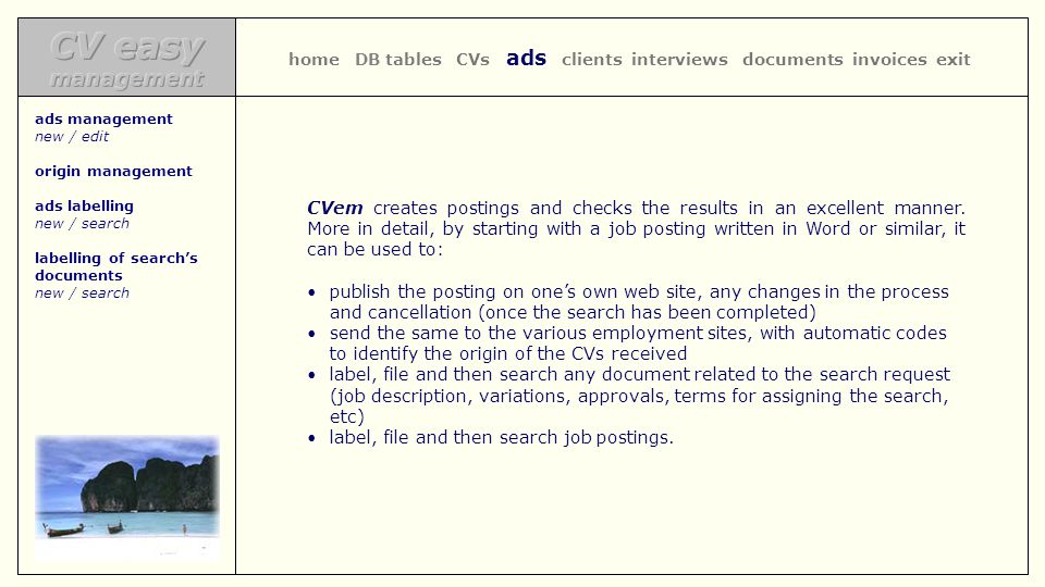CVem creates postings and checks the results in an excellent manner.