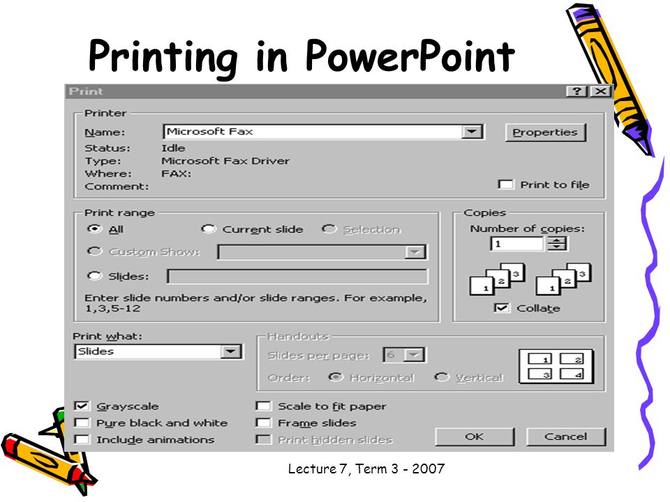 Lecture 7, Term Printing in PowerPoint