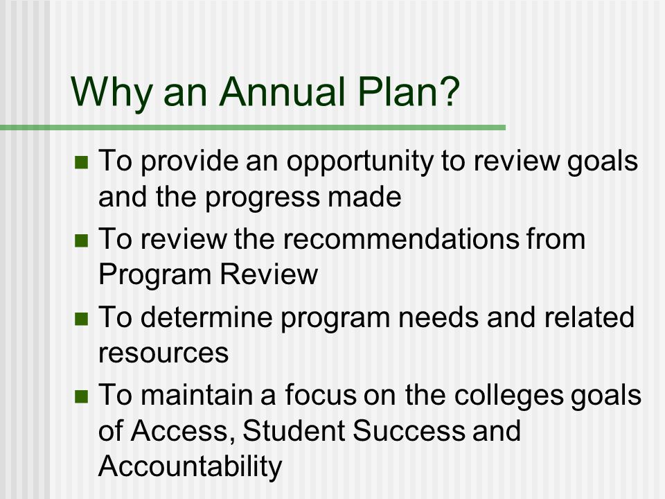 Why an Annual Plan.