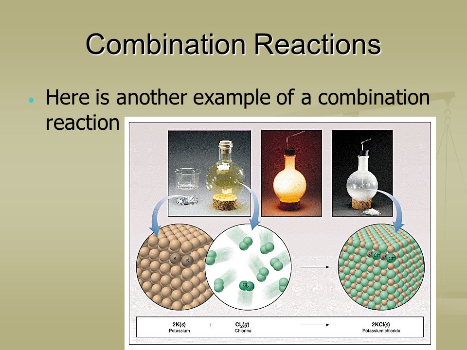 Combination Reactions Here is another example of a combination reaction