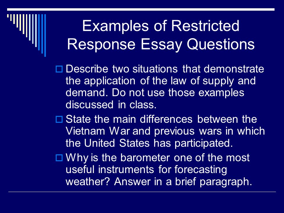 Restricted response essay rubric