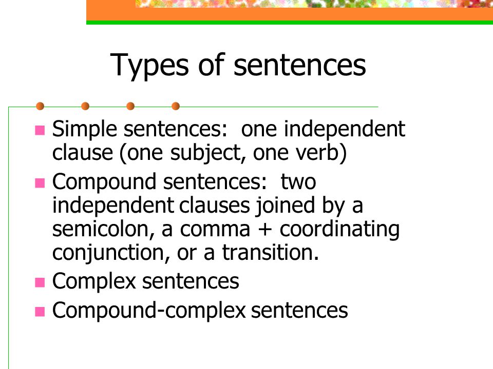 types of sentences types of sentences