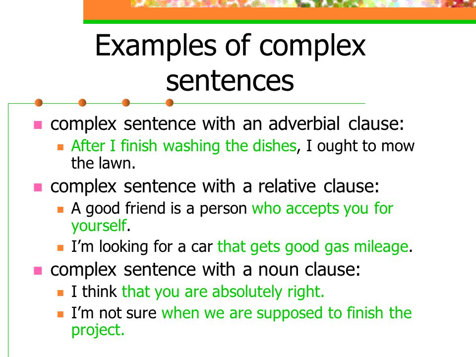 complex sentence examples alisen
