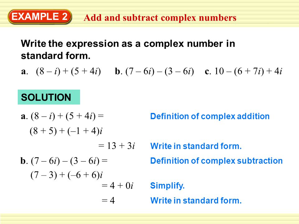 write complex number in standard form write complex number in standard form