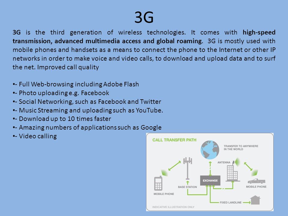 3G is the third generation of wireless technologies.