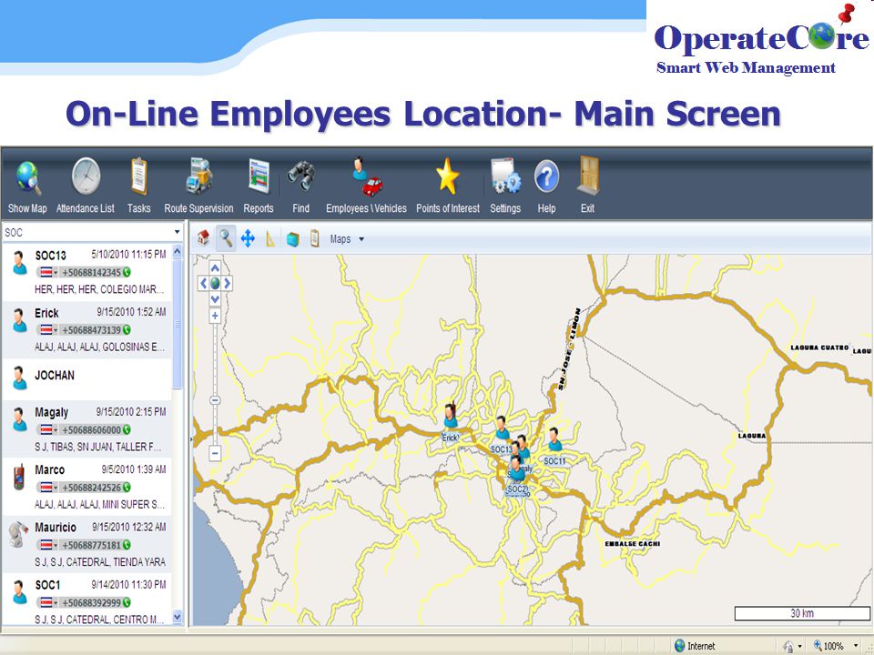 On-Line Employees Location- Main Screen