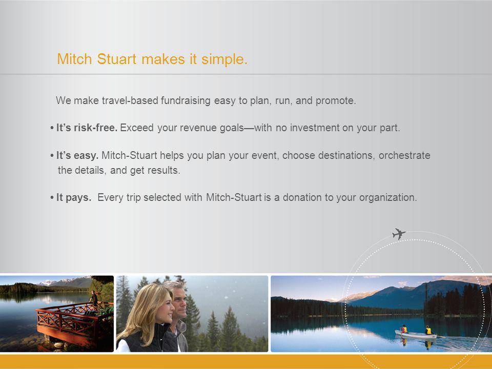 Mitch Stuart makes it simple. We make travel-based fundraising easy to plan, run, and promote.