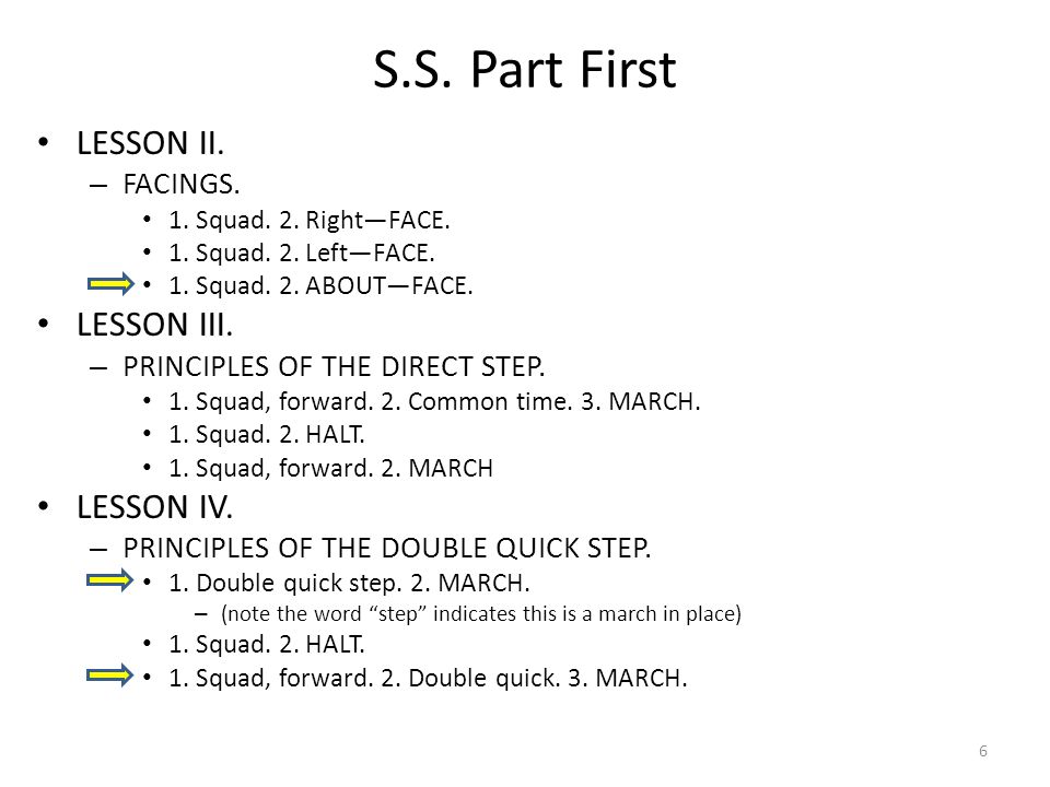 S.S. Part First LESSON II. – FACINGS. 1. Squad.