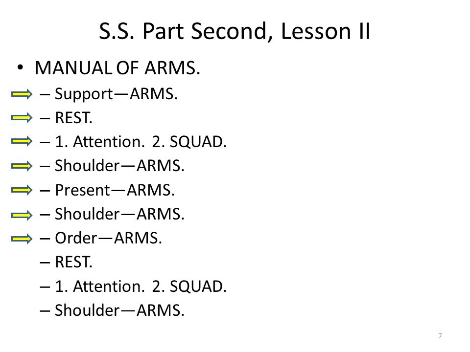 S.S. Part Second, Lesson II MANUAL OF ARMS. – SupportARMS.