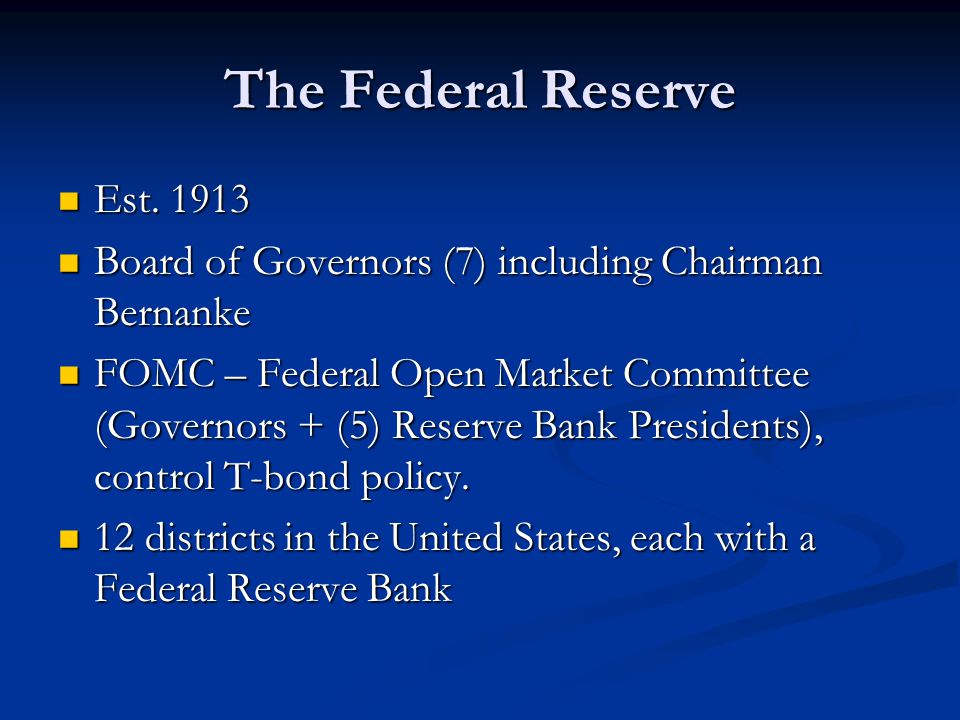 The Federal Reserve Est Est.