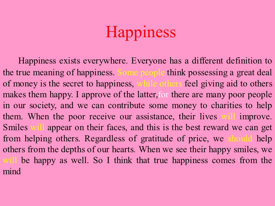 Definition essay examples happiness