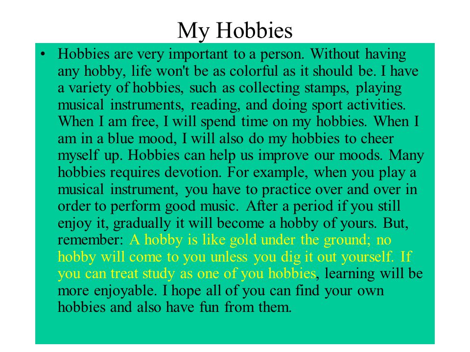 Essay on my hobbies for kids