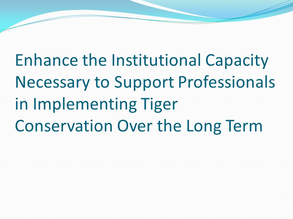 Enhance the Institutional Capacity Necessary to Support Professionals in Implementing Tiger Conservation Over the Long Term