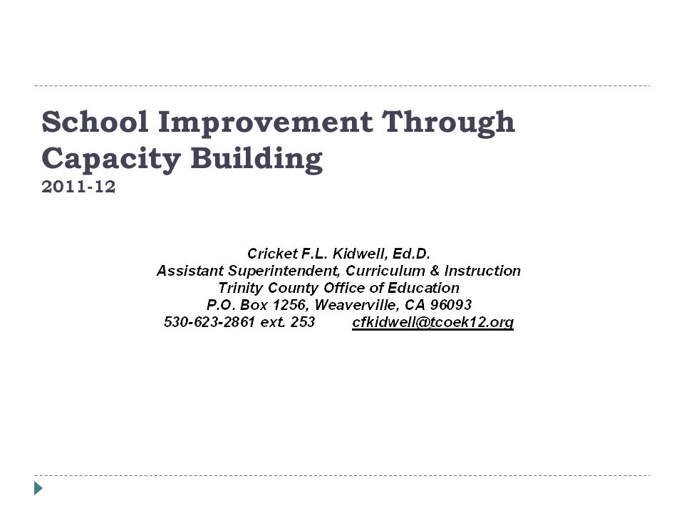 School Improvement Through Capacity Building