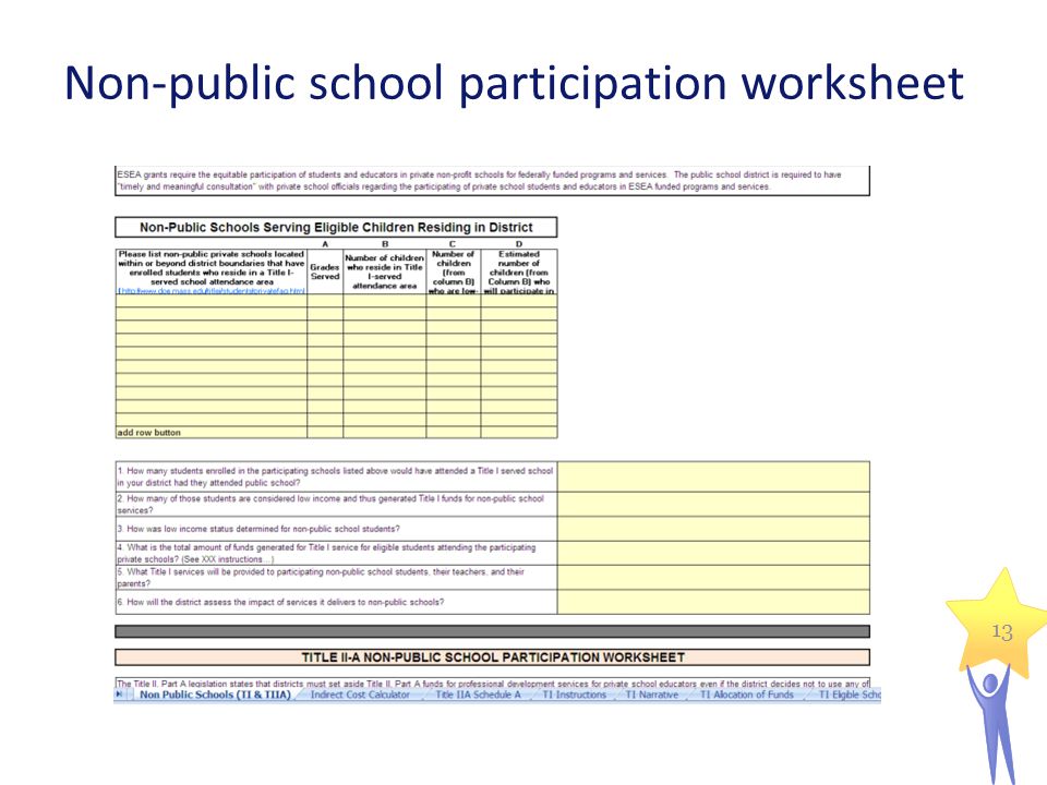 13 Non-public school participation worksheet