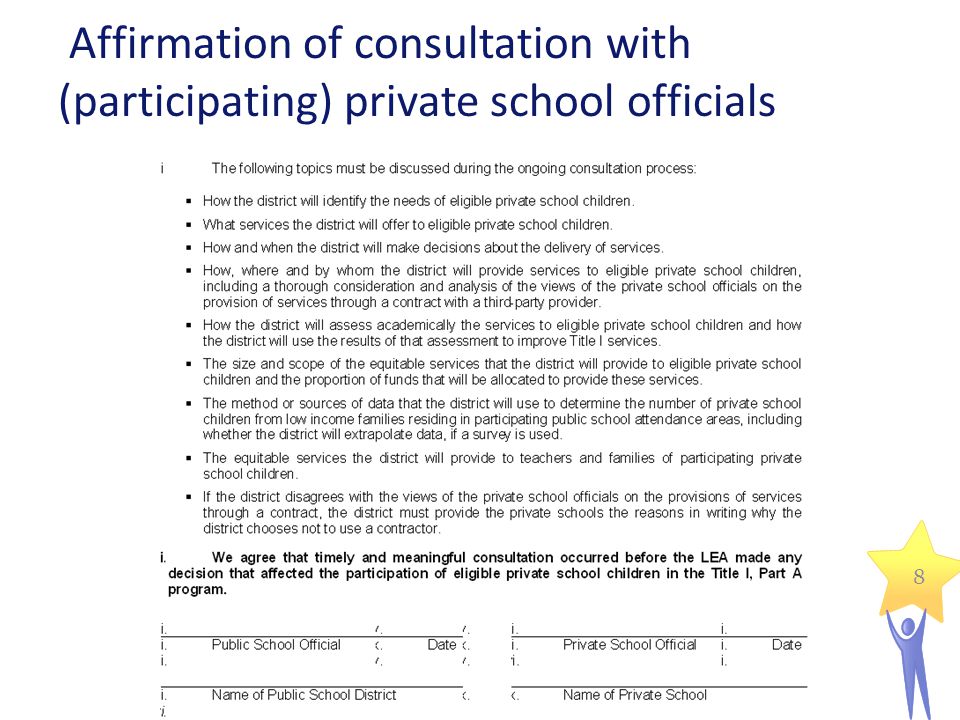 8 Affirmation of consultation with (participating) private school officials