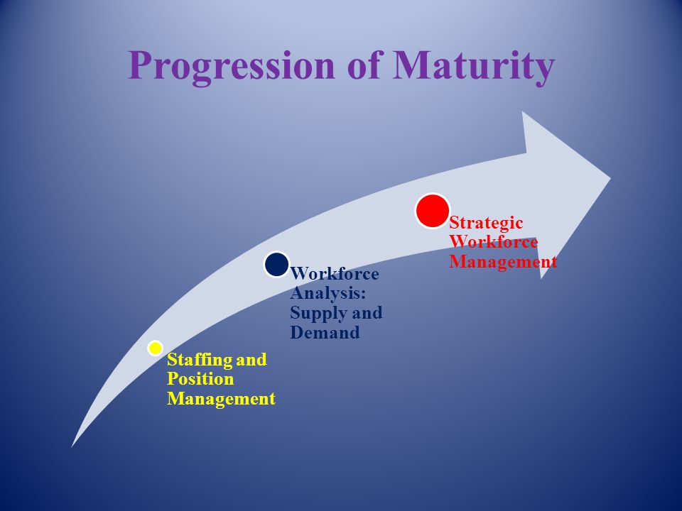 Staffing and Position Management Workforce Analysis: Supply and Demand Strategic Workforce Management Progression of Maturity