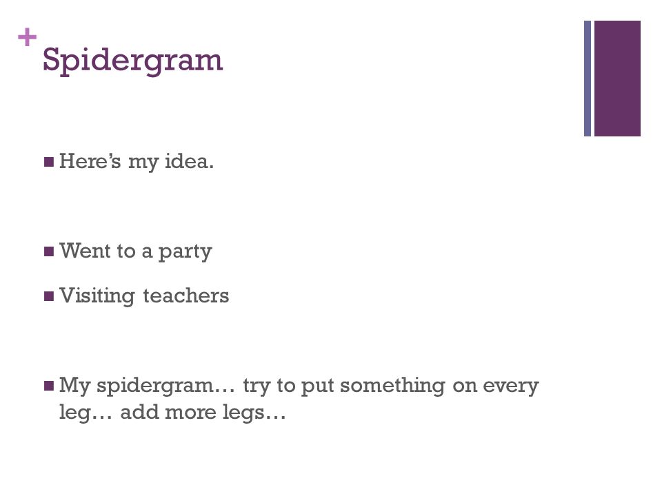 + Spidergram Heres my idea.