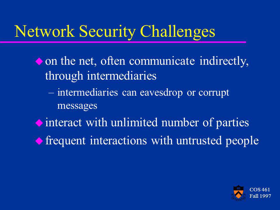 cos 461 fall 1997 todays lecture u intro to s