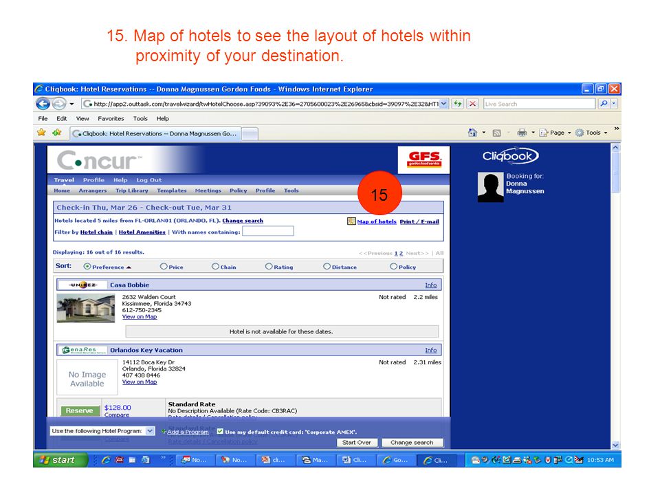 15. Map of hotels to see the layout of hotels within proximity of your destination